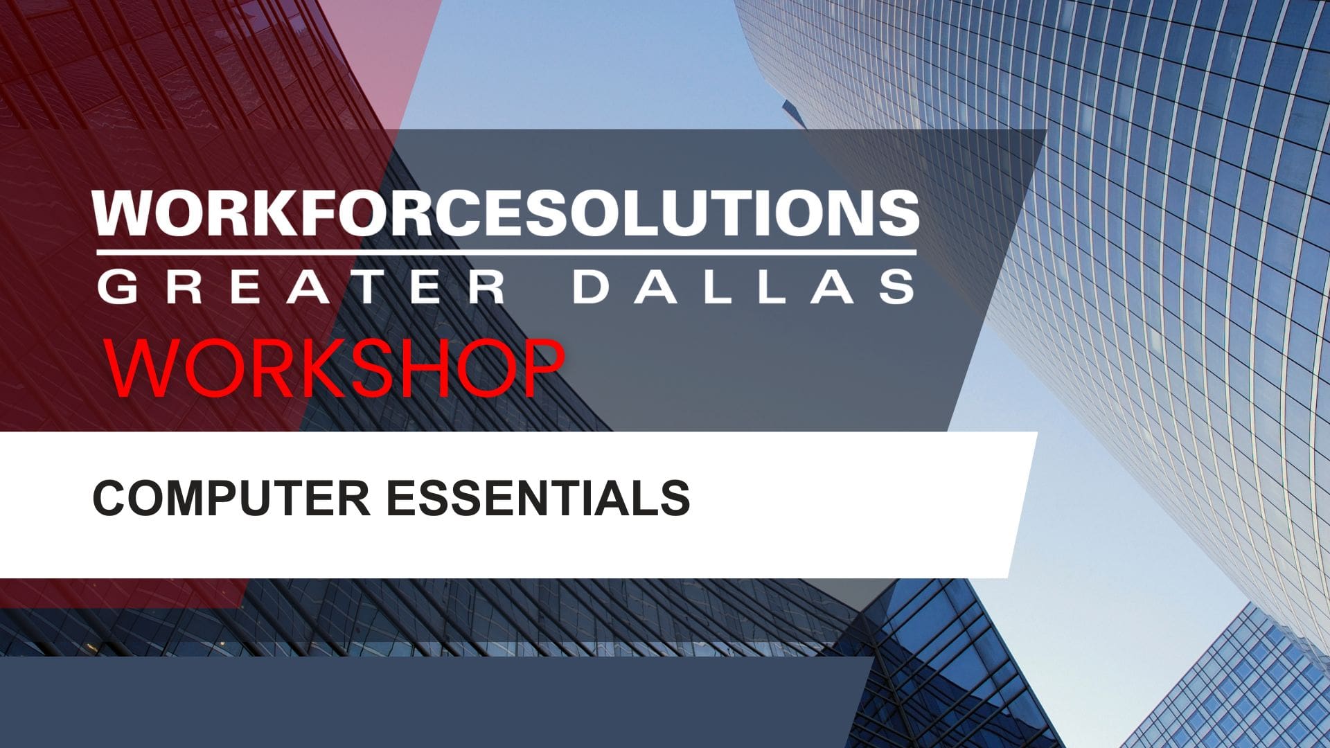 The Computer Essentials workshop at Workforce Solutions Greater Dallas is designed to equip you with the foundational digital skills necessary for success in today’s technology-driven world.